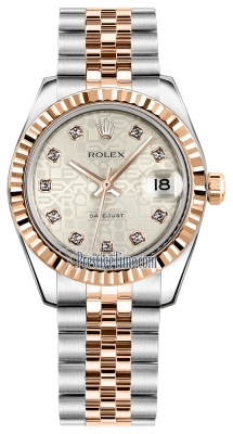 Rolex Datejust 31mm Stainless Steel and Rose Gold 178271 Jubilee Silver Diamond Jubilee